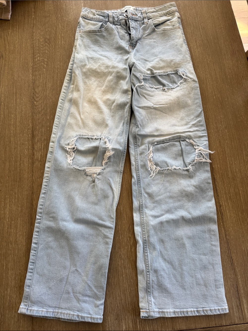 abercrombie kids Light Blue Distressed Straight Jeans
